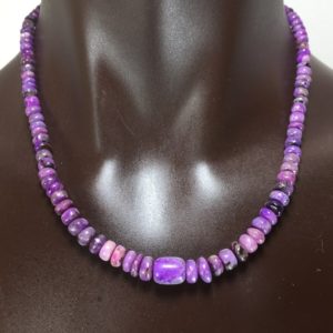 Shop Sugilite Jewelry! Genuine Lavender Sugilite Necklace With Sterling Silver clasp/19.5 Inches | Natural genuine Sugilite jewelry. Buy crystal jewelry, handmade handcrafted artisan jewelry for women.  Unique handmade gift ideas. #jewelry #beadedjewelry #beadedjewelry #gift #shopping #handmadejewelry #fashion #style #product #jewelry #affiliate #ad