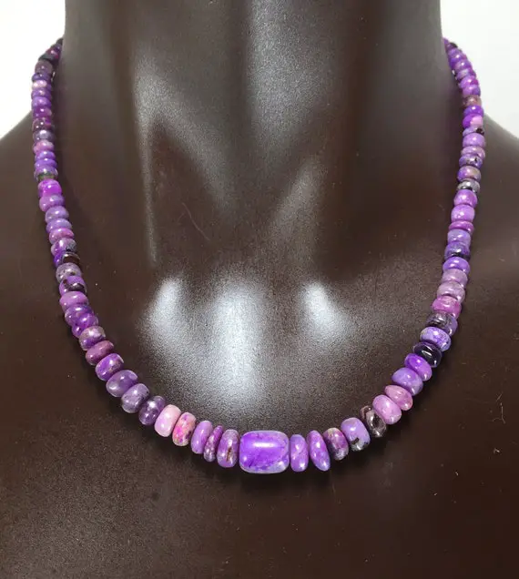 Genuine Lavender Sugilite Necklace With Sterling Silver Clasp/19.5 Inches