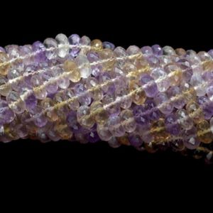 Shop Ametrine Rondelle Beads! Genuine Natural Ametrine Loose Beads Grade AAA Faceted Rondelle Shape 8mm – 8.5mm Size Beads,Ametrine Gemstone Bead,Ametrine 6 Inches Strand | Natural genuine rondelle Ametrine beads for beading and jewelry making.  #jewelry #beads #beadedjewelry #diyjewelry #jewelrymaking #beadstore #beading #affiliate #ad