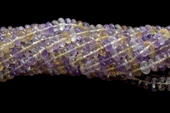 Genuine Natural Ametrine Loose Beads Grade Aaa Faceted Rondelle Shape 8mm - 8.5mm Size Beads,ametrine Gemstone Bead,ametrine 6 Inches Strand