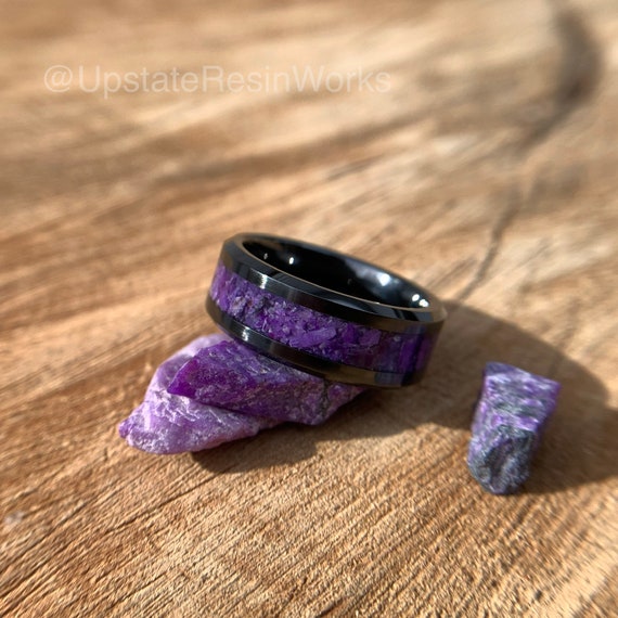 Genuine Sugilite Ring, Sugilite Band, Purple Sugilite Ring, Gemstone Rings, Mens Ring, Womans Ring, Wedding Ring, Engagement Ring
