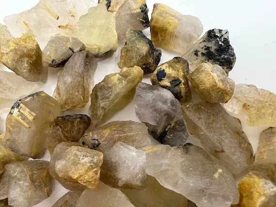 Golden Rutilated Quartz Raw Pocket Stone Healing Crystals Stones Positive Spiritual Awakening Whol94