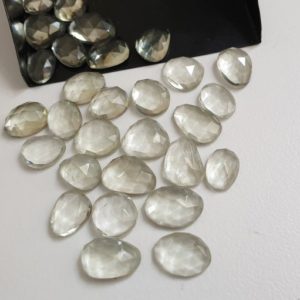 Shop Green Amethyst Beads! 10.5-13mm Green Amethyst Cabochons, Natural Faceted Free Form Shape Green Amethyst Flat Back Cabochons (5Pcs To 10 Pcs Options) – PDG297 | Natural genuine faceted Green Amethyst beads for beading and jewelry making.  #jewelry #beads #beadedjewelry #diyjewelry #jewelrymaking #beadstore #beading #affiliate #ad