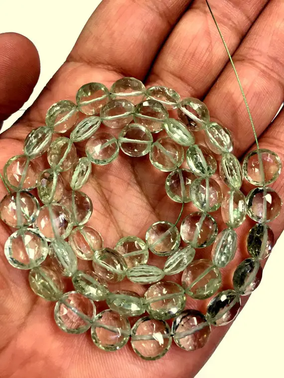 Wholesale Beads Shop~~natural Green Amethyst Faceted Coin Shape Beads For Jewelry Making Coin Gemstone Beads Superb Quality Amethyst Coin