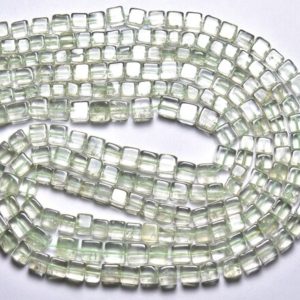 Natural Green Amethyst Cube Beads 4.5mm to 6.5mm Smooth Box Cube Briolettes Gemstone Beads Rare Amethyst Plain Beads 16 Inches Strand No5554 | Natural genuine other-shape Gemstone beads for beading and jewelry making.  #jewelry #beads #beadedjewelry #diyjewelry #jewelrymaking #beadstore #beading #affiliate #ad