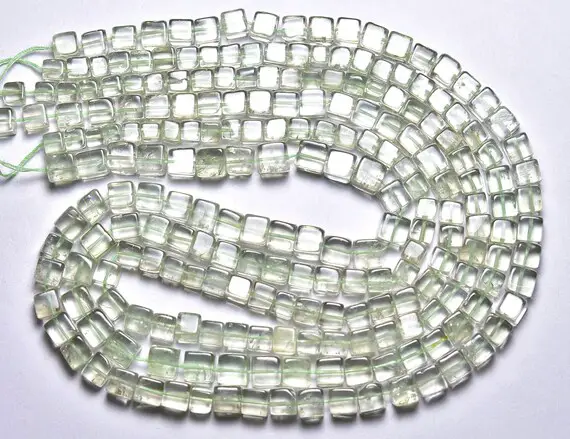 Natural Green Amethyst Cube Beads 4.5mm To 6.5mm Smooth Box Cube Briolettes Gemstone Beads Rare Amethyst Plain Beads 16 Inches Strand No5554
