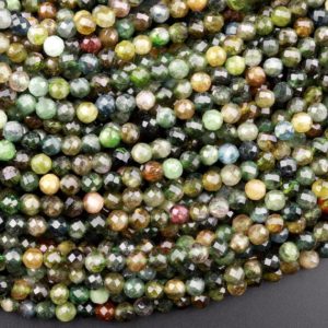 Shop Green Tourmaline Beads! Natural Green Tourmaline Faceted 4mm Round Beads Micro Diamond Cut Gemstone 15.5" Strand | Natural genuine faceted Green Tourmaline beads for beading and jewelry making.  #jewelry #beads #beadedjewelry #diyjewelry #jewelrymaking #beadstore #beading #affiliate #ad