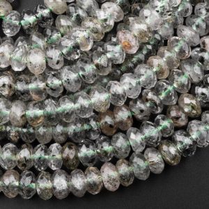 Natural Biotite Mica In Green Tourmaline Quartz 6mm 8mm 10mm Faceted Rondelle Beads 15.5" Strand | Natural genuine faceted Green Tourmaline beads for beading and jewelry making.  #jewelry #beads #beadedjewelry #diyjewelry #jewelrymaking #beadstore #beading #affiliate #ad