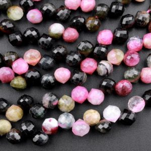 Shop Green Tourmaline Beads! Natural Pink Green Tourmaline Faceted 6mm Rounded Teardrop Briolette Beads 15.5" Strand | Natural genuine faceted Green Tourmaline beads for beading and jewelry making.  #jewelry #beads #beadedjewelry #diyjewelry #jewelrymaking #beadstore #beading #affiliate #ad