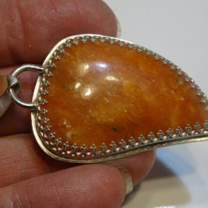 HANDMADE ORANCE CALCITE Pendant..Set in Sterling Silver With 18" Sterling Silver Chain..Bright Color .. 25 x 16mm..Really Nice Stone! | Natural genuine Orange Calcite pendants. Buy crystal jewelry, handmade handcrafted artisan jewelry for women.  Unique handmade gift ideas. #jewelry #beadedpendants #beadedjewelry #gift #shopping #handmadejewelry #fashion #style #product #pendants #affiliate #ad