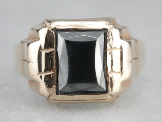 Retro Men's Gold And Hematite Ring With Great Style Re4tfc-d