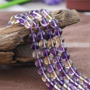 Shop Ametrine Round Beads! High Quality Cultured Ametrine Beads 6mm 8mm 10mm NOT Dyed Smooth Polished Round 15 Inch Strand AT12 | Natural genuine round Ametrine beads for beading and jewelry making.  #jewelry #beads #beadedjewelry #diyjewelry #jewelrymaking #beadstore #beading #affiliate #ad