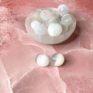 Shop Tumbled Selenite Crystals & Pocket Stones! High Quality Selenite Tumbled Stones, Selenite | Natural genuine stones & crystals in various shapes & sizes. Buy raw cut, tumbled, or polished gemstones for making jewelry or crystal healing energy vibration raising reiki stones. #crystals #gemstones #crystalhealing #crystalsandgemstones #energyhealing #affiliate #ad