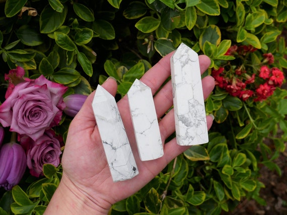 Howlite Crystal Towers - Crystal Points - Howlite Spiritual Stones - Stones For Crown Chakra - Large Stones For Healing Grids - Reiki Master