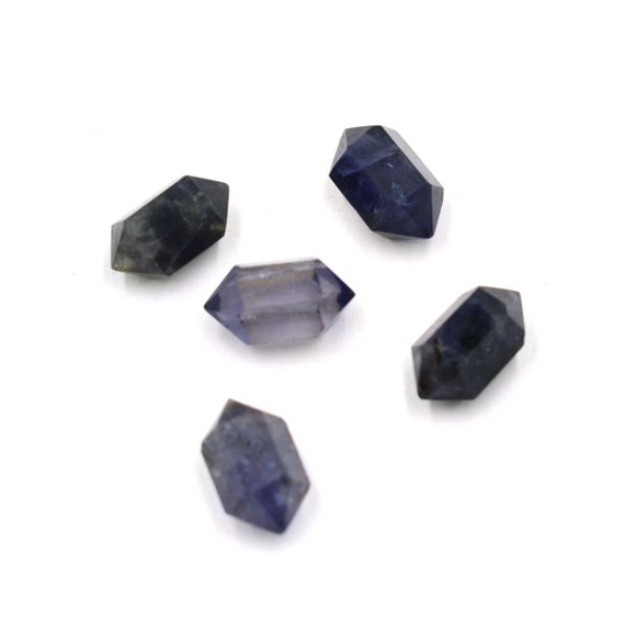 Iolite Double Terminated Drilled Gemstone For Pendant Making 6x12mm Iolite Wands Iolite Crystal Jewelry Making Faceted Pointer Iolite Supply