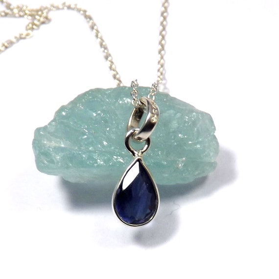 Iolite Necklace, 925 Silver Necklace, Single Stone Necklace, 18inch Chain Necklace, Gift For Her, Iolite Jewelry, Ready To Ship, L10801