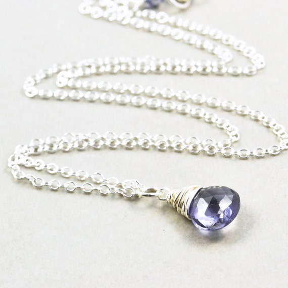 Iolite Necklace, Navy Blue Necklace, Denim Blue Necklace, Silver Or Gold