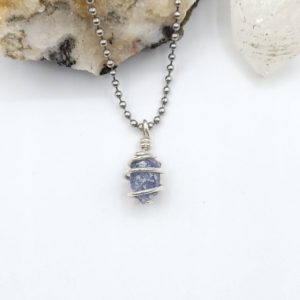 Shop Iolite Necklaces! Iolite Necklace, Silver Wire Wrapped Iolite Pendant | Natural genuine Iolite necklaces. Buy crystal jewelry, handmade handcrafted artisan jewelry for women.  Unique handmade gift ideas. #jewelry #beadednecklaces #beadedjewelry #gift #shopping #handmadejewelry #fashion #style #product #necklaces #affiliate #ad