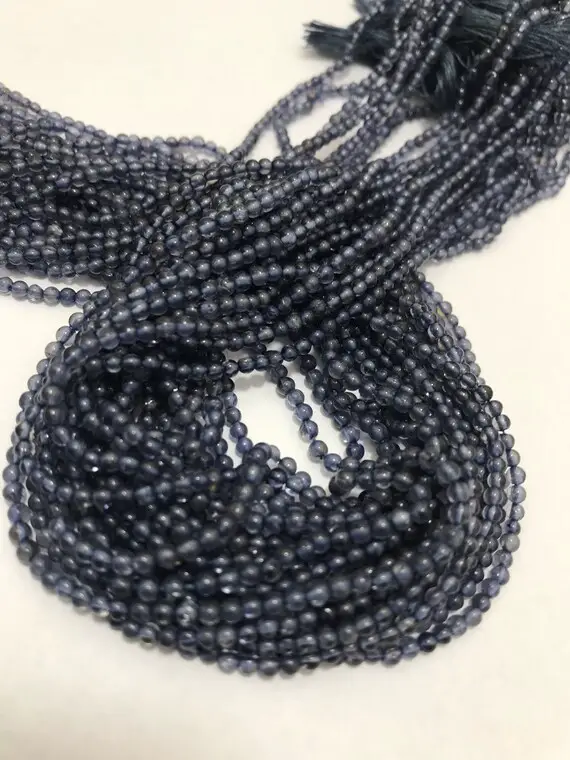 On Sale Lot Of 2 - 2.5 Mm  Iolite Plain Round Gemstone Beads Strand Sale / Semi Precious Beads / Iolite Beads / Iolite Rounds / Round Beads