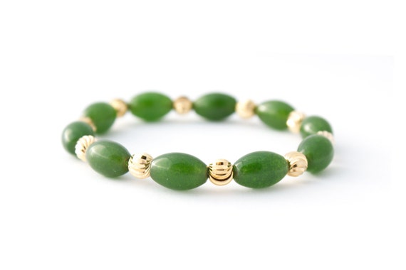 Nephrite Jade, Jade Gold Jewelry, Wishing Bracelet, Green Bracelet Boho, Gold Jade Bracelet, Dainty Gold Bracelet, Nature Lover