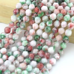 Shop Jade Faceted Beads! 7x8mm Natural  Pink White Green Jade Beads,Faceted Jade Beads,Gemstone Beads,DIY Bracelet Beads,Wholesale beads-14.5 inches-46 pcs-NS03 | Natural genuine faceted Jade beads for beading and jewelry making.  #jewelry #beads #beadedjewelry #diyjewelry #jewelrymaking #beadstore #beading #affiliate #ad