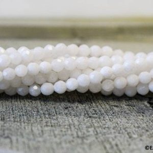 Shop Jade Faceted Beads! XS/ White Jade 3mm Faceted Round Beads 15.5" strand Unique White jade Small Size Faceted Beads, For Spacer, For DIY Jewelry Making | Natural genuine faceted Jade beads for beading and jewelry making.  #jewelry #beads #beadedjewelry #diyjewelry #jewelrymaking #beadstore #beading #affiliate #ad