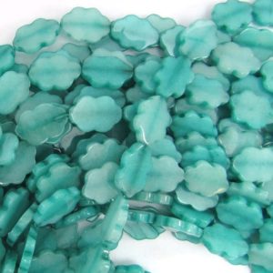 Shop Jade Bead Shapes! 18mm green jade flower beads 16" strand | Natural genuine other-shape Jade beads for beading and jewelry making.  #jewelry #beads #beadedjewelry #diyjewelry #jewelrymaking #beadstore #beading #affiliate #ad