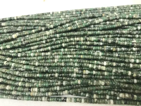 Natural Qinghai Green Jade 2x4mm Heishi Genuine Gemstone Loose Beads 15 Inch Jewelry Supply Bracelet Necklace Material Support Wholesale
