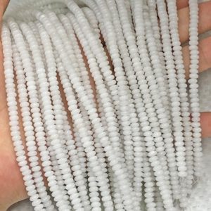 Shop Jade Rondelle Beads! 4x2mm Matte White Jade Rondelle Beads, Rondelle Stone Beads, Gemstone Beads | Natural genuine rondelle Jade beads for beading and jewelry making.  #jewelry #beads #beadedjewelry #diyjewelry #jewelrymaking #beadstore #beading #affiliate #ad