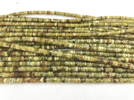 Natural Dragon Blood Jasper 4mm - 6mm Heishi Genuine Green Loose Beads 15 Inch Jewelry Supply Bracelet Necklace Material Support Wholesale