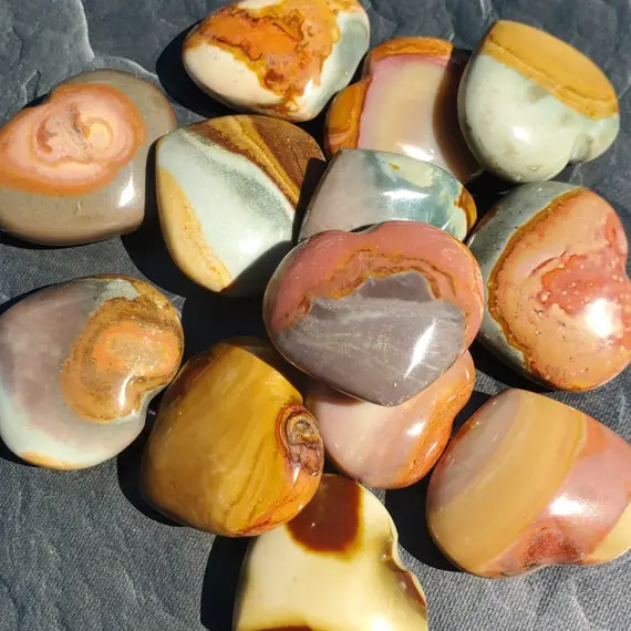 Polychrome Jasper Hearts For Clearing Blockages, Polychrome Jasper For Healing And Nurturing, Jasper Grounding And Transformation Stone