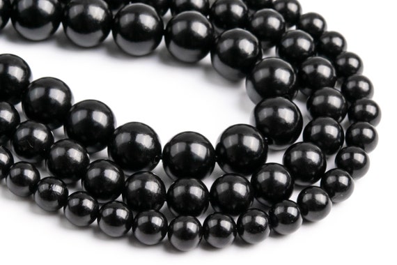 Genuine Natural Black Jet Loose Beads Round Shape 6mm 8mm 10mm