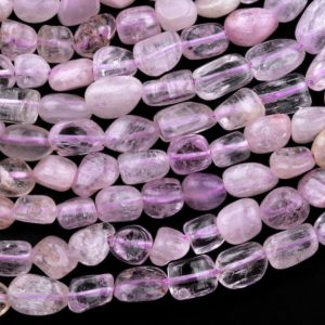 Gemmy Natural Kunzite Freeform Rounded Pebble Nuggets Beads Lilac Pink Gemstone 15.5" Strand | Natural genuine chip Kunzite beads for beading and jewelry making.  #jewelry #beads #beadedjewelry #diyjewelry #jewelrymaking #beadstore #beading #affiliate #ad