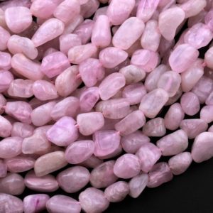 Shop Kunzite Chip & Nugget Beads! Natural Kunzite Freeform Rounded Pebble Nuggets Beads Lilac Pink Gemstone 15.5" Strand | Natural genuine chip Kunzite beads for beading and jewelry making.  #jewelry #beads #beadedjewelry #diyjewelry #jewelrymaking #beadstore #beading #affiliate #ad
