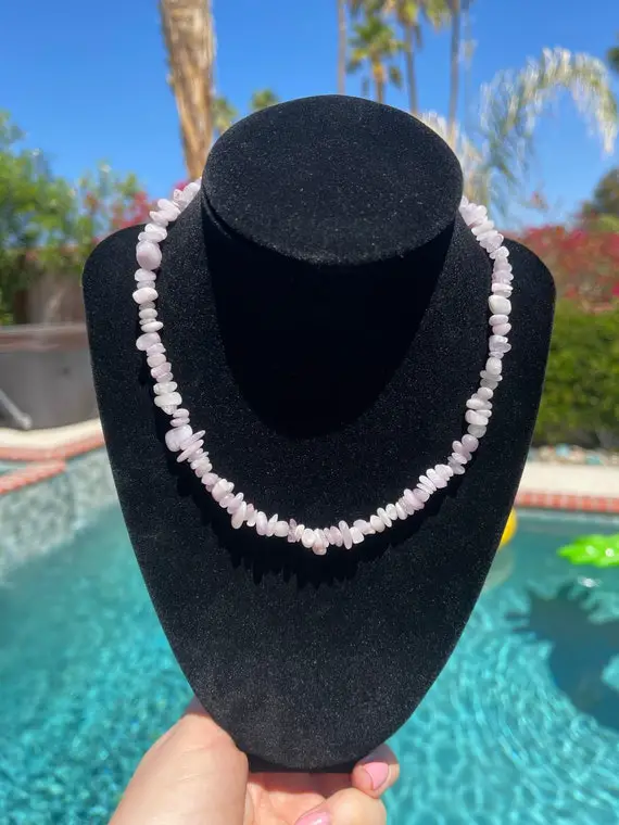 Kunzite Necklace - 16 Inch With Chip Beads - Opens The Heart To The Energies Of Love