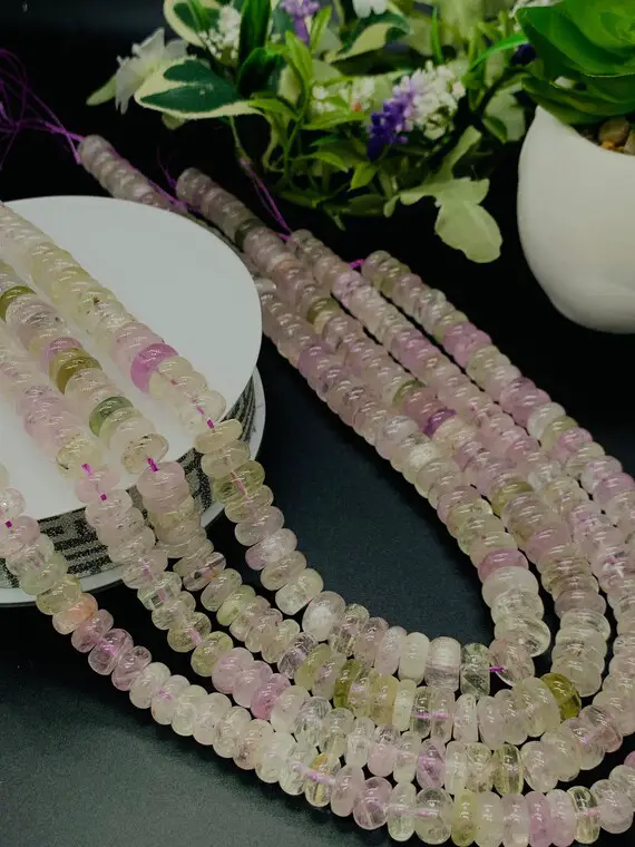 Kunzite Roundel Beads - 9/10 Mm Size  - Length 40cm - 5a Grade - Natural Kunzite Rondelle Beads - Purple Color Origin Brazil