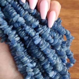 Shop Kyanite Chip & Nugget Beads! Blue Kyanite Crystal Chip Bead Strand, 5 – 10 mm Tumbled Nugget Beads with 1mm Hole | Natural genuine chip Kyanite beads for beading and jewelry making.  #jewelry #beads #beadedjewelry #diyjewelry #jewelrymaking #beadstore #beading #affiliate #ad