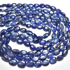 Shop Kyanite Chip & Nugget Beads! Natural Kyanite Oval Beads 5.5x8mm to 8x13mm Smooth Oval Nugget Gemstone Beads Rare AA Kyanite Plain Beads Jewelry 10 Inch Strand No5516 | Natural genuine chip Kyanite beads for beading and jewelry making.  #jewelry #beads #beadedjewelry #diyjewelry #jewelrymaking #beadstore #beading #affiliate #ad