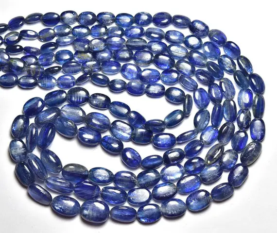 Natural Kyanite Oval Beads 5.5x8mm To 8x13mm Smooth Oval Nugget Gemstone Beads Rare Aa Kyanite Plain Beads Jewelry 10 Inch Strand No5516