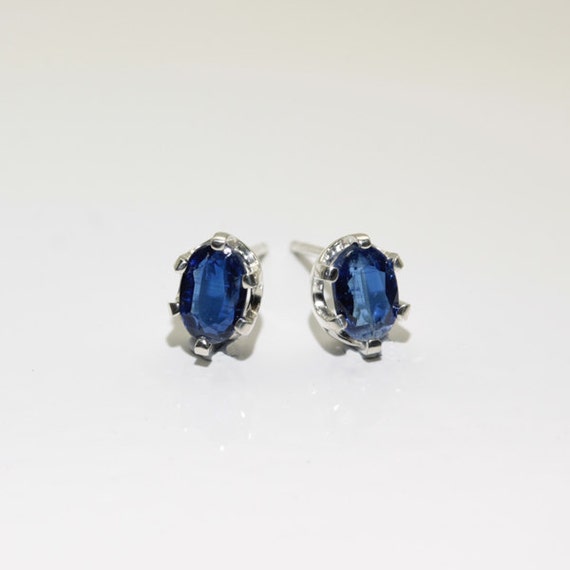 Kyanite Earrings (nepalese Kyanite, Genuine), 7mm X 5mm X 1.05 Carat (each), Oval Cut, Argentium Silver Kyanite Studs