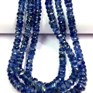 Shop Kyanite Faceted Beads! AAA QUALITY~~Natural Kyanite Rondelle Faceted Beads Sparkling Kyanite Gemstone Beads Kyanite Strand Beads Faceted Kyanite Beads. | Natural genuine faceted Kyanite beads for beading and jewelry making.  #jewelry #beads #beadedjewelry #diyjewelry #jewelrymaking #beadstore #beading #affiliate #ad