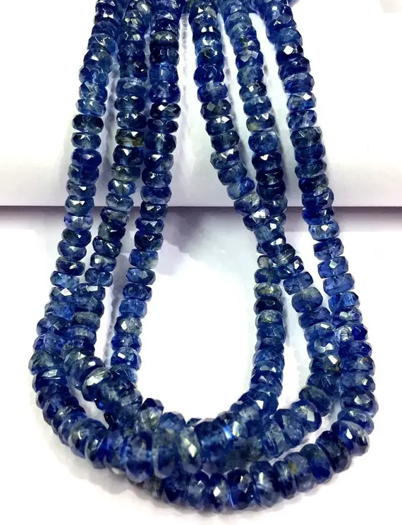 Aaa Quality~~natural Kyanite Rondelle Faceted Beads Sparkling Kyanite Gemstone Beads Kyanite Strand Beads Faceted Kyanite Beads.