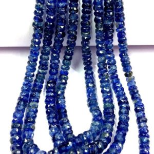 Shop Kyanite Faceted Beads! AAA QUALITY~~Natural Kyanite Faceted Rondelle Beads Great Luster Kyanite Gemstone Beads Kyanite Strand Beads Kyanite String Kyanite Beads. | Natural genuine faceted Kyanite beads for beading and jewelry making.  #jewelry #beads #beadedjewelry #diyjewelry #jewelrymaking #beadstore #beading #affiliate #ad