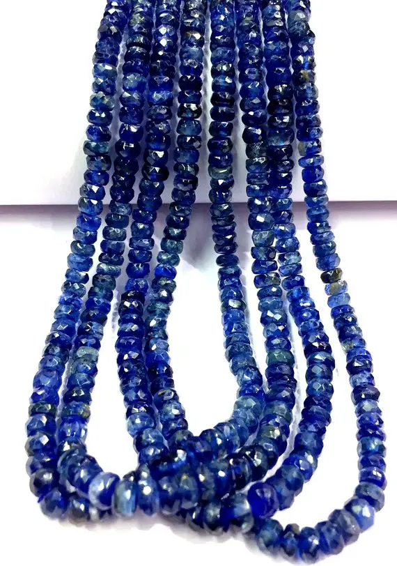 Aaa Quality~~natural Kyanite Faceted Rondelle Beads Great Luster Kyanite Gemstone Beads Kyanite Strand Beads Kyanite String Kyanite Beads.