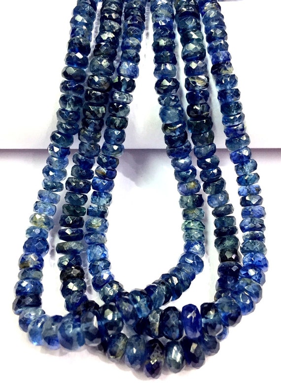 Aaa Quality~~natural Kyanite Faceted Rondelle Beads High Luster Kyanite Gemstone Beads Real Kyanite Strand Beads Kyanite Blue Beads.