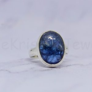 Blue Kyanite Ring, 925 Silver Ring, Statement Ring, Kyanite Jewelry, Dainty Ring, Christmas Sale, Engagement Ring, Simple Band Ring, Mom | Natural genuine Gemstone rings, simple unique alternative gemstone engagement rings. #rings #jewelry #bridal #wedding #jewelryaccessories #engagementrings #weddingideas #affiliate #ad
