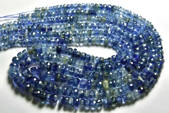 Kyanite Rondelle Beads - 15 Inches,natural Kyanite Faceted Rondelles,micro Cut Kyanite,size Is 4-6.50mm #938