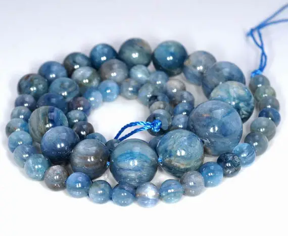 6-14mm Kyanite  Gemstone Light Blue Gradated Round Loose Beads 17.5 Inch Full Strand (80004520-918)