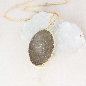Shop Labradorite Necklaces! 50% OFF SALE – Gold Brown Sugar Druzy Necklace, Layering Necklace, Labradorite Accents | Natural genuine Labradorite necklaces. Buy crystal jewelry, handmade handcrafted artisan jewelry for women.  Unique handmade gift ideas. #jewelry #beadednecklaces #beadedjewelry #gift #shopping #handmadejewelry #fashion #style #product #necklaces #affiliate #ad