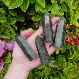 Shop Labradorite Points & Wands! Labradorite Crystal Towers | Natural genuine stones & crystals in various shapes & sizes. Buy raw cut, tumbled, or polished gemstones for making jewelry or crystal healing energy vibration raising reiki stones. #crystals #gemstones #crystalhealing #crystalsandgemstones #energyhealing #affiliate #ad